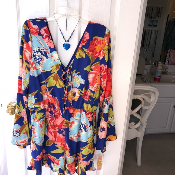 CB by Nordstroms Floral long-sleeve Romper in XL - Picture 4 of 8